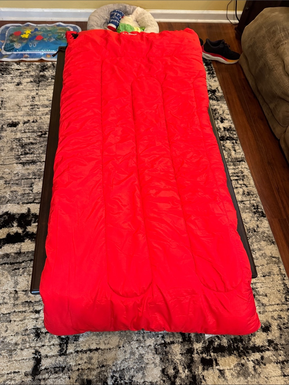 LL Bean Red Sleeping Bag 57in x 24in while Zipped CAMP BAG 40 degree